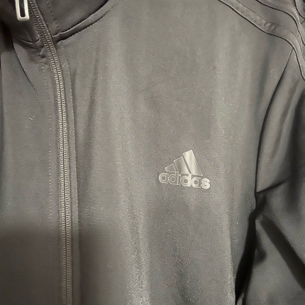 Adidas Men's Black Lightweight Jacket Sweatshirt Sweater Stripes Sweatsuit - Picture 2 of 6